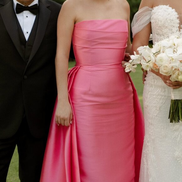 Solace London Size US 6/ UK 10 (Tiffany Maxi Strapless Satin Twill Gown: Pink) - Picture 5 of 7